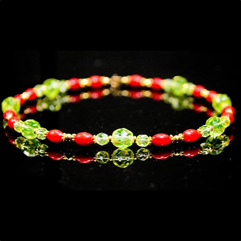Healing Coral Uranium Glass Necklace